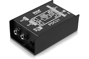Pyle Premium Direct Injection Audio Box - 2.36" x 4.09" Passive DI Unit Hum Eliminator w/ Input Attenuator to Connect Guitar & Bass, 1/4'' Impedance Transformer Connector to Balanced & Unbalanced XLR