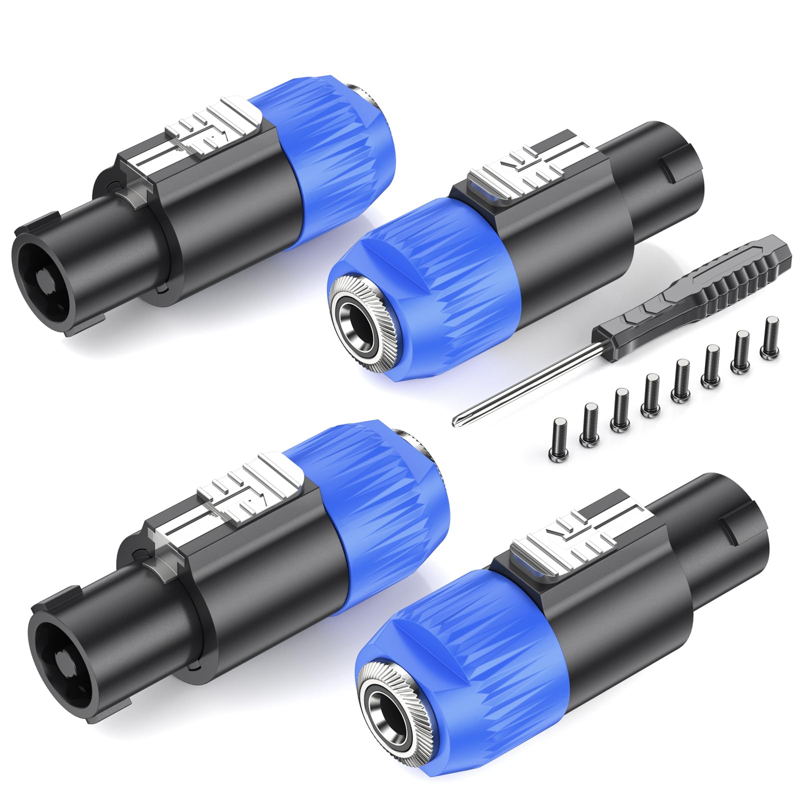 GCTBL 4Pack NL4FC Speakon to 1/4 inch Connector 4 Pole Male to 1/4 inch TS Female Mono Plug Cable Adapter Audio Converter for NL4FC NL4FX NL2FC