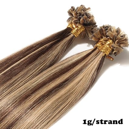Extension Capelli Veri Cheratina Con Meches 1 Grammo Per Ciocca 50gpack U Tip Remy Umani Naturali Lisci 50cm 427 Cioccolatobiondo Scuro