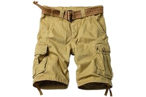 AKHIKING Camo Cargo Shorts for Men Cotton Casual Wild Outdoor Work Relaxed Fit Shorts with Multi-Pockets