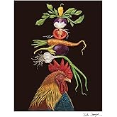 Hester & Cook Vicki Sawyer Animal Wall Art - Rooster Unframed Print Wall Decor for Living Room Bedroom Nursery Office - Homer