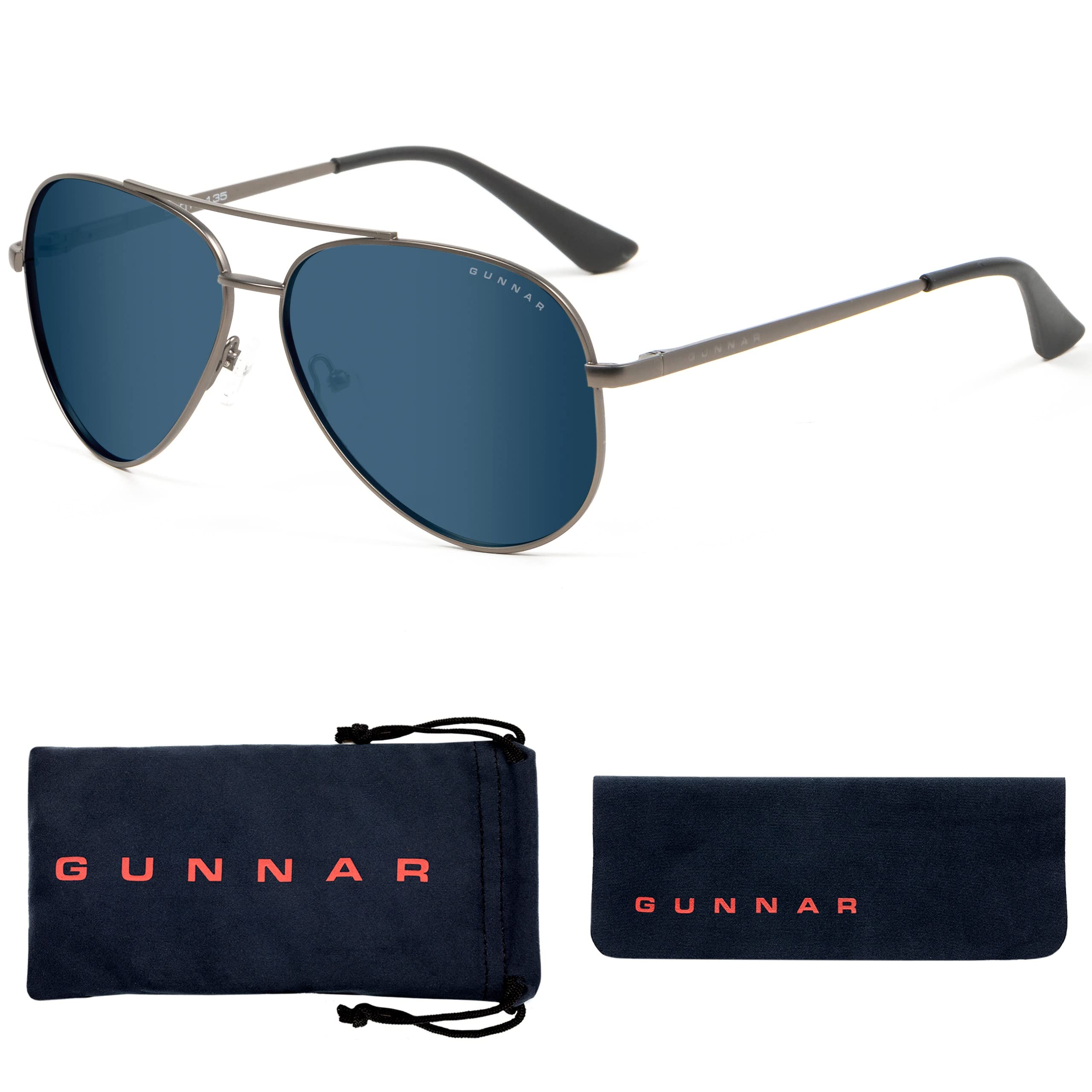 GUNNAR Sunglasses – Maverick Gunmetal Sun Lens – Blue Light Blocking For Outdoor Screen Viewing