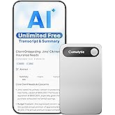 Comulytic Note Pro AI Voice Recorder, Unlimited Transcribe & Summarize, One Tap Recording Device with AI Note Taking, Support 113 Languages, 64GB, Audio Recorder for Calls, Meetings, Lectures, Silver