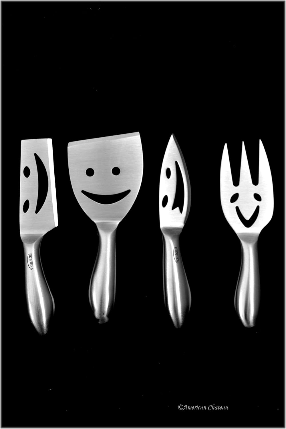 Modern "Smiley Face" 4Piece 100 Stainless Steel Cheese Clever Knife