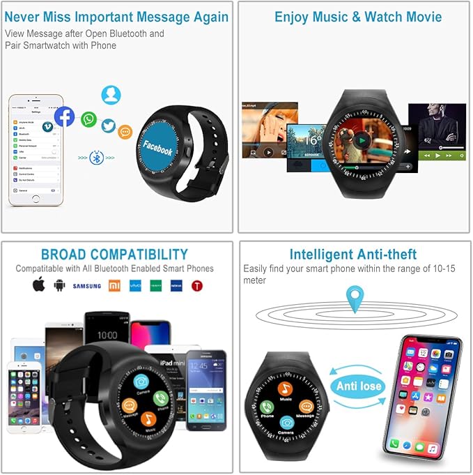 Reloj Inteligente, Smartwatch con SIM/TF Ranura Cámara Reproductor ...