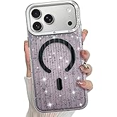 Bonoma for iPhone 17 Pro Max Case, Bling Crystal Back, Glitter Sparkly Magnetic Support for MagSafe Shockproof Case, Camera Protection for Girls Women -Black
