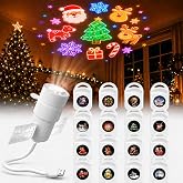 Christmas/Halloween Holiday Projector Lights Indoor with 6/8/14 Films, USB Design 360&deg;Adjustable Plug and Play Holiday Projector Night Light (Christmas, Films*14/16)