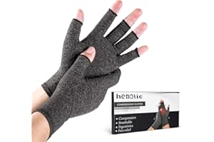 HENOTIC Compression Gloves for Women Men, Fingerless Breathable Moisture Wicking Arthritis Compression Gloves for Joint Pain