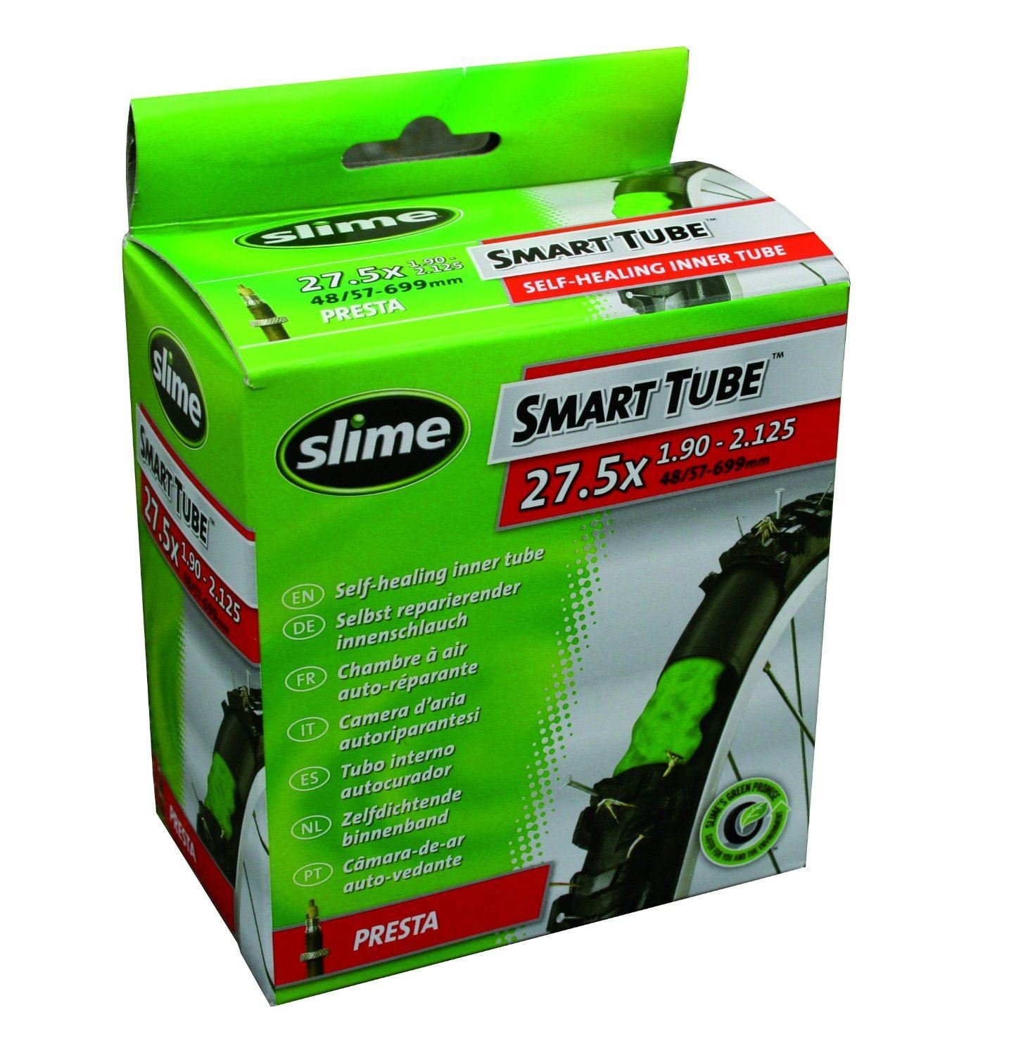 Slime 2 x Bike Inner Tubes 27.5 x 1.90-2.125 650B Mountain Bikes Schrader Valves Filled To Instantly Seal And Repair Punctures