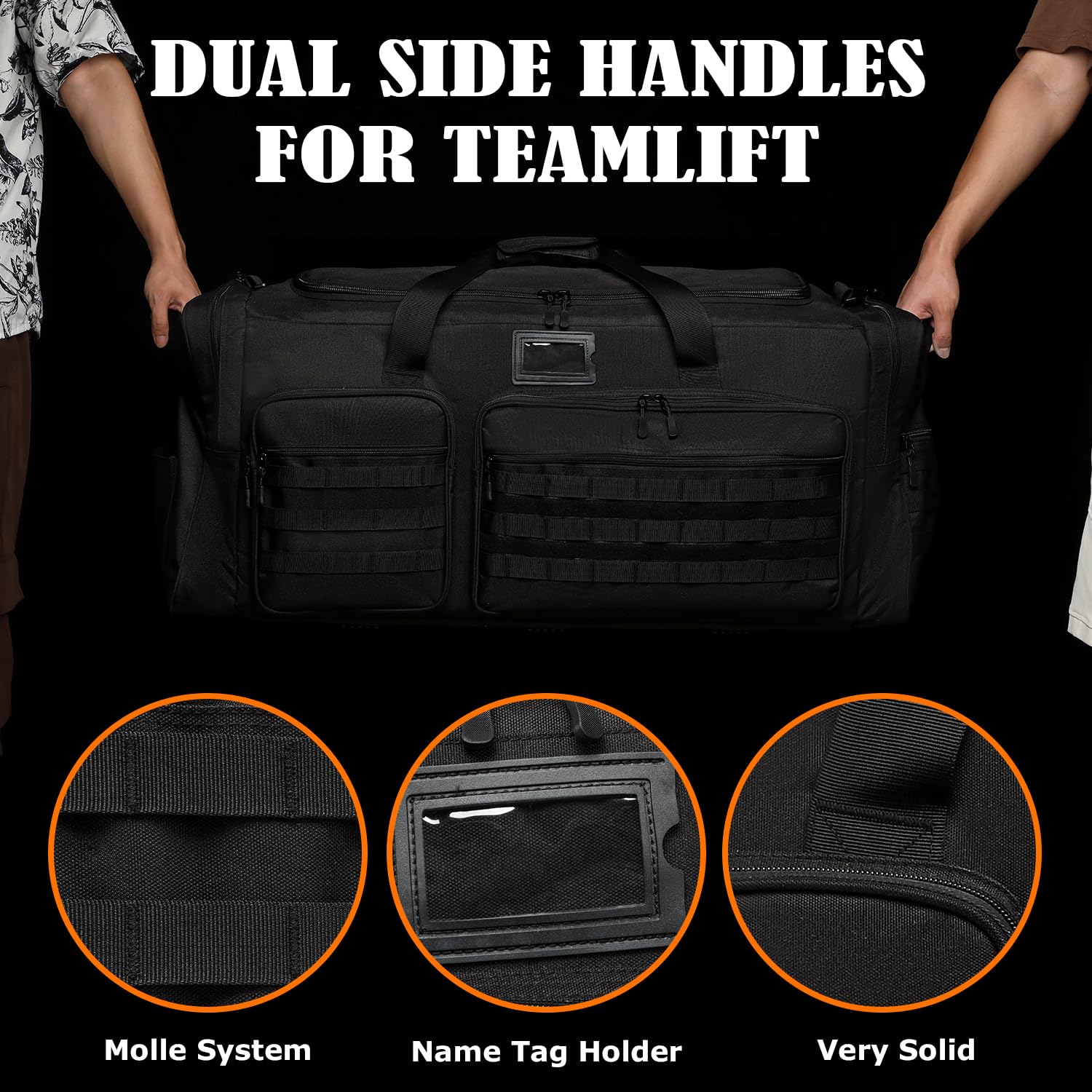 130L Extra Large Duffle Bag for Men, Heavy Duty Duffle Bag for Travel, Large Sports Gym Equipment Bag for Hockey Football Baseball Soccer Basketball & Drum Hardware