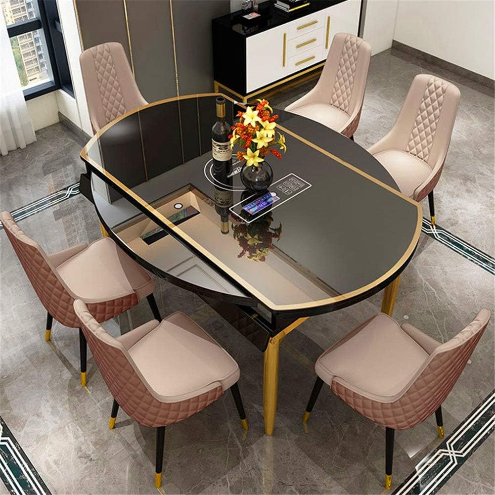 WSNDDL Multi-Function Table Folding Telescopic Creative Light Luxury Post-Modern Minimalist Deformation Dining Table and Chair Set Induction Cooker Table135x85x76cm（Does not Include a Chair）