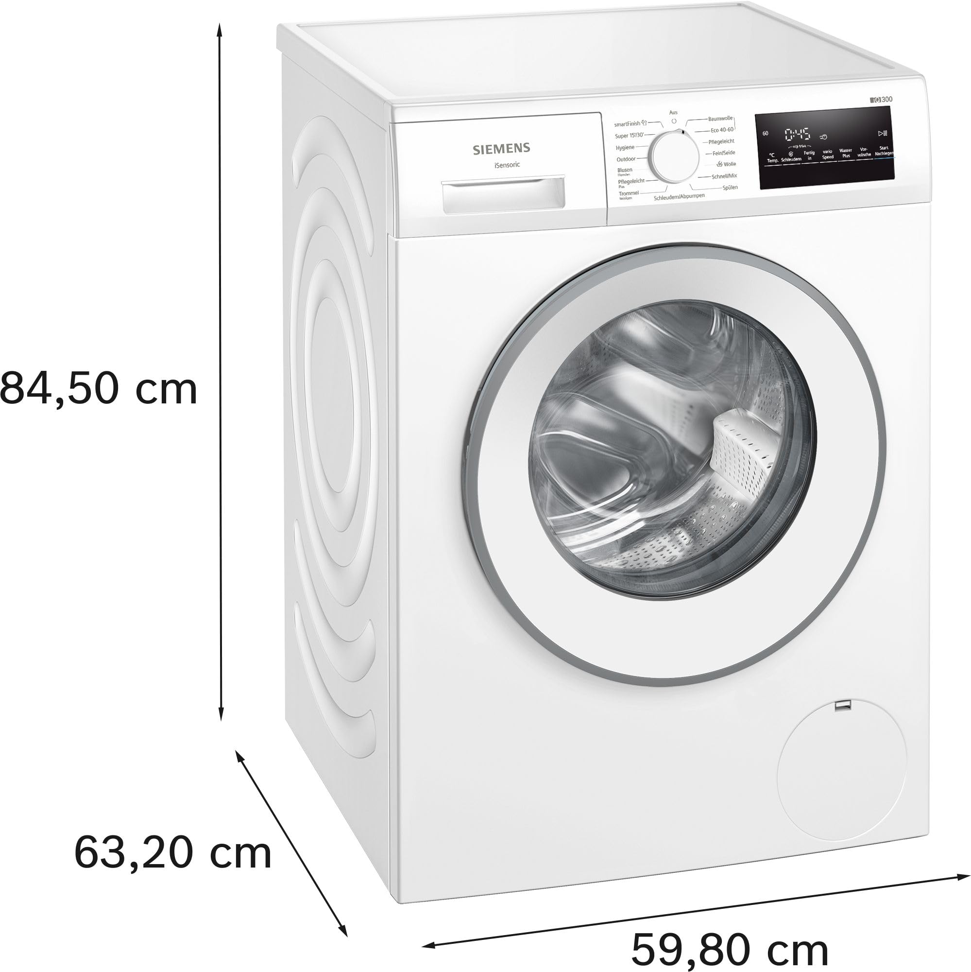 Siemens WM14N22A iQ300 Waschmaschine, Frontlader, 9 kg, max. 1400 UpM, speedPack L - saubere Wäsche in weniger Zeit, smartFinish - für weniger Falten, Outdoor-Programm, LED-Display simpleTouch, weiß 6