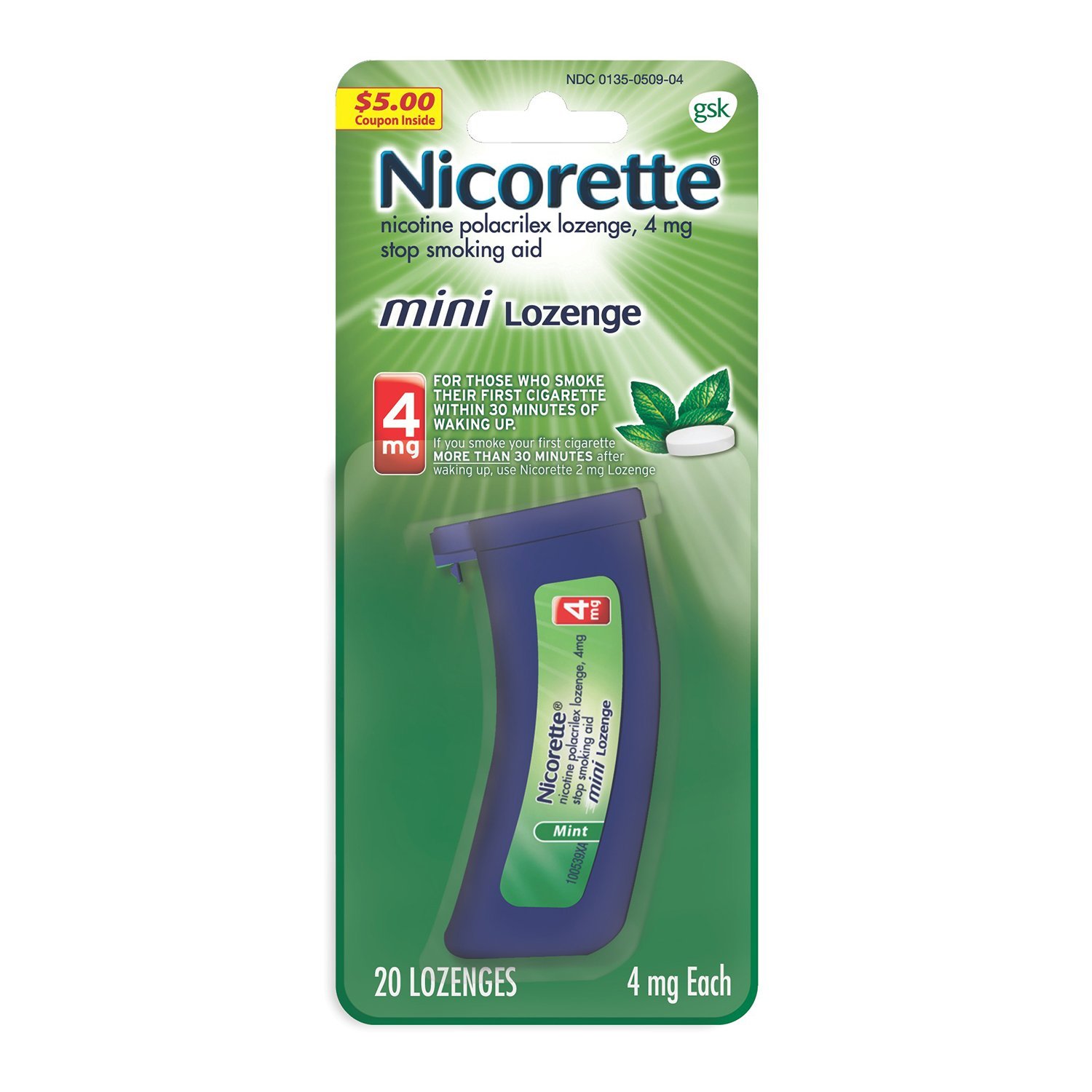 Nicorette Mini Lozenge Mint Stop Smoking Aid, 4 mg, 20 Count Buy