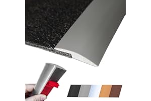 MAXIROC Floor Transition Strip Self Adhesive Carpet Wood Tile Vinyl Flooring Laminate Transition Cover Edge Trim Gap Doorway Threshold for Uneven Floors Heights Within 5 mm (Gray, 40 inches)