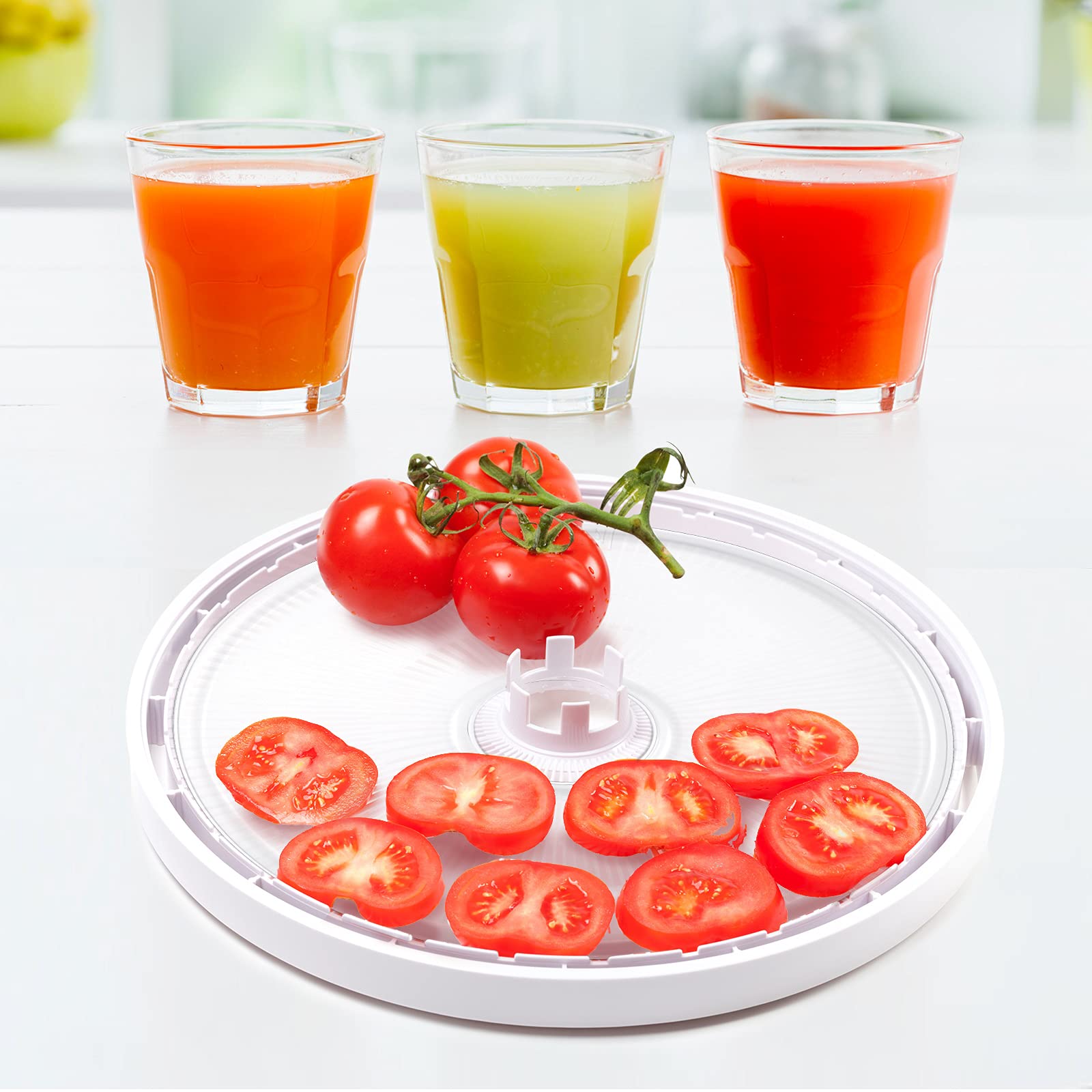 Nuenen 4 Pcs Fruit Roll Dehydrator Sheets 12.2 Inch Round Food Grade Plastic Fruit Roll Sheets White Dried Leather Meat Beef Christmas Birthday Party Home Kitchen Bakery Use(4 Pieces)