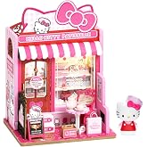 Hands Craft Hello Kitty Patisserie Miniature House Kit with Hello Kitty Figurine &ndash; Kawaii 3D Puzzle with Switch Activated LED Lights &ndash; DIY Wooden Craft Kit for Bedroom or Bookshelf Decor &amp; Gifts