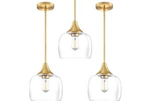 DORAIMI LIGHTING 3 Pack 1 Light Semi Flush Mount Ceiling Light Pendant Light Fixture,Modern Handblown 7.3" Clear Glass Shade Classic for Brushed Bronze Finish Farmhouse Entryway Dining Room Kitchen Island