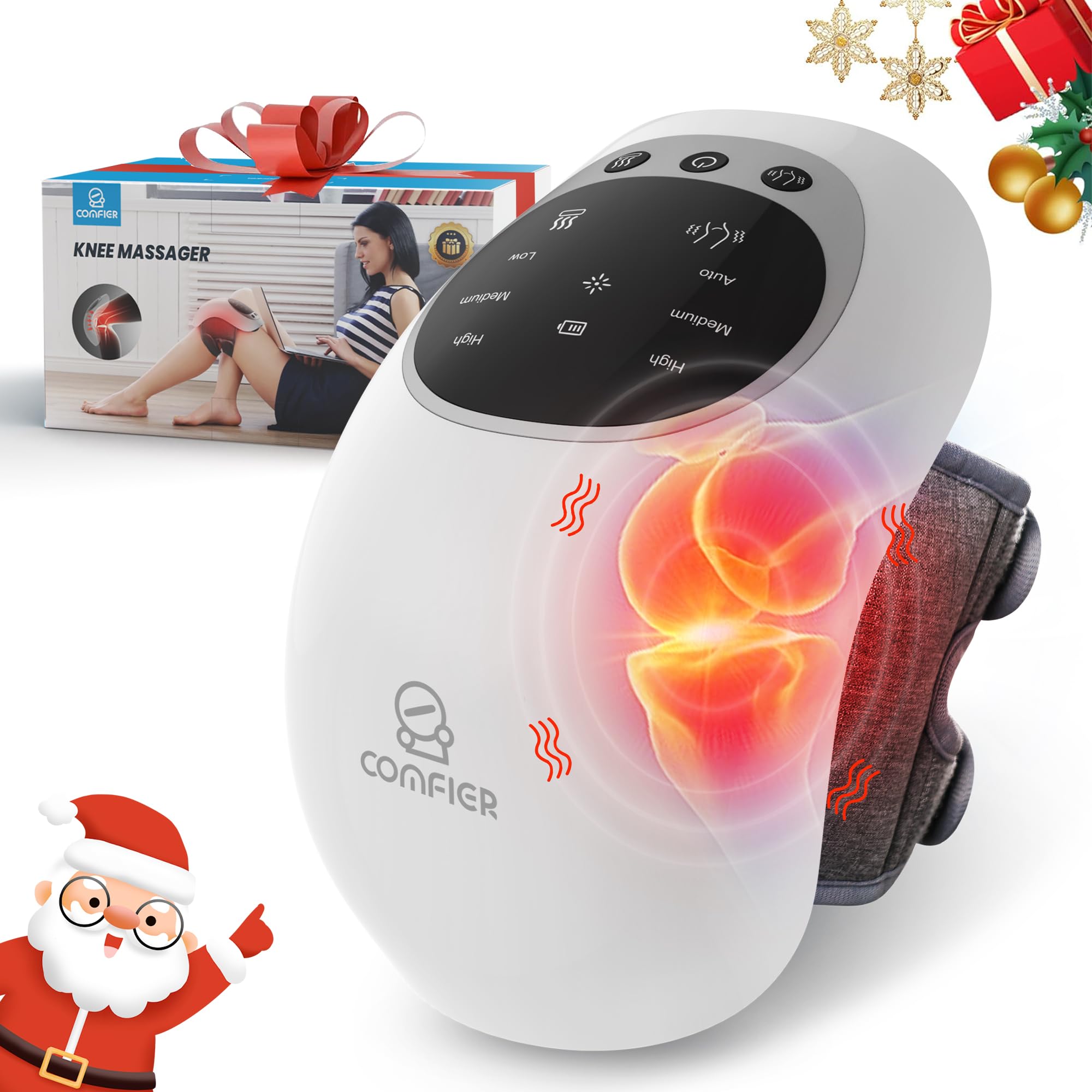 Photo 1 of COMFIER Knee Massager with Heat, Cordless Heating Pad for Knee Pain Relief, Vibration Massage Heated Knee Brace Wrap Large LED Screen, Adjustable Straps,Gifts for Him/Her