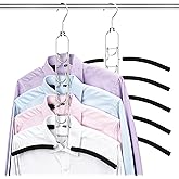 Mastom Space Saving Clothes Hangers, Multilayer Metal Hanger 2 Pack 5 in 1 Space Saver Coat Hangers, Anti-Slip Foam Padded Shirt Suit Hanger for Closet Storage Organizer