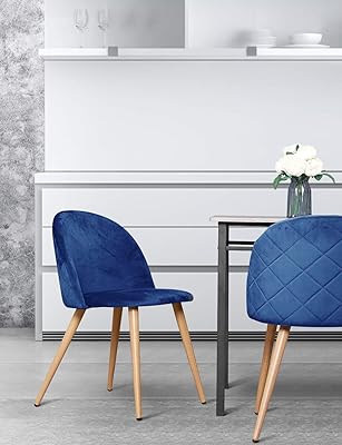 Kealive Velvet Dining Chairs, Navy Blue, Mid Century Accent Chairs