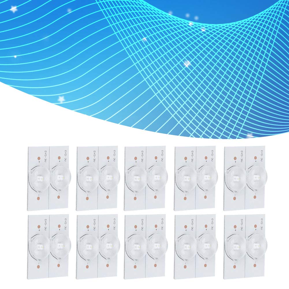 3V SMD Lamp Beads with Fiberglass Board Concave Optical Lens Filter Strips Light Bulb Chip for LED TV Repair(White Light)