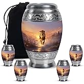 KARYLIZ Lion Urns for Women & Men - Large Cremation Urn for Ashes Adult Male - Small Urns for Human Ashes Adult Female - Funeral Keepsake Urn for Mom & Dad -10 Inch & 3 Inch, Combo of 5