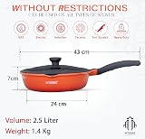 INTIGNIS 3-in-1 Deep Non-Stick Frying Pan with Lid 24 cm GREBLON Ceramic Orange view 2