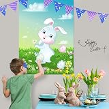 ASTARON Pin The Tail on The Bunny Game 24 Tail Stickers Easter Party Poster view 6