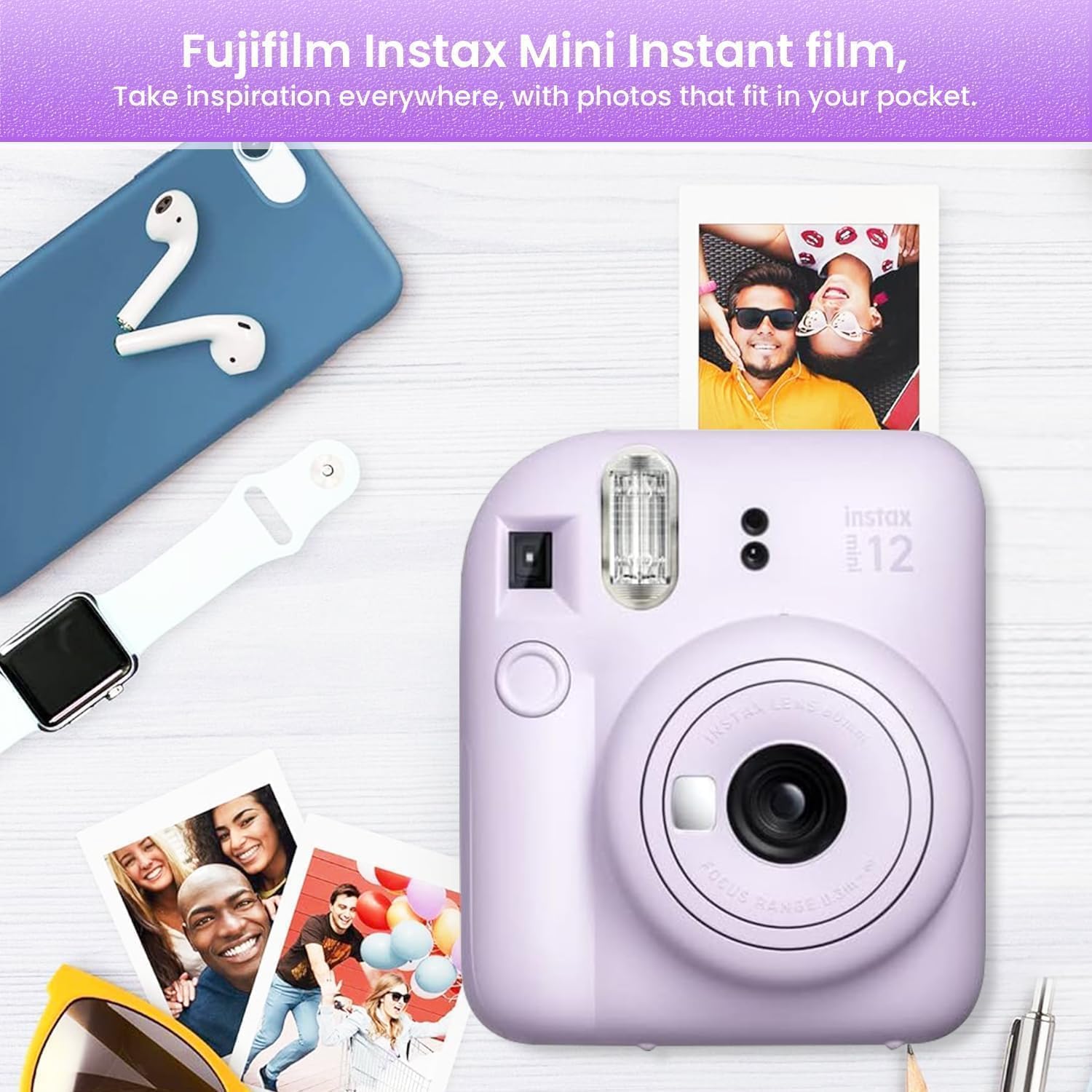 FUJIFILM Instax Mini 12 Holiday Bundle 2025 - Lilac Purple