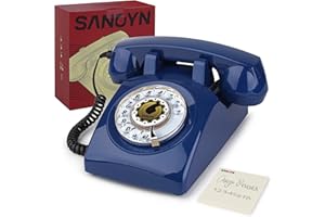 Sangyn Rotary Landline Phones 1960s Old Style Retro Corded Telephone with Mechanical Ringer for Home Office Desk
