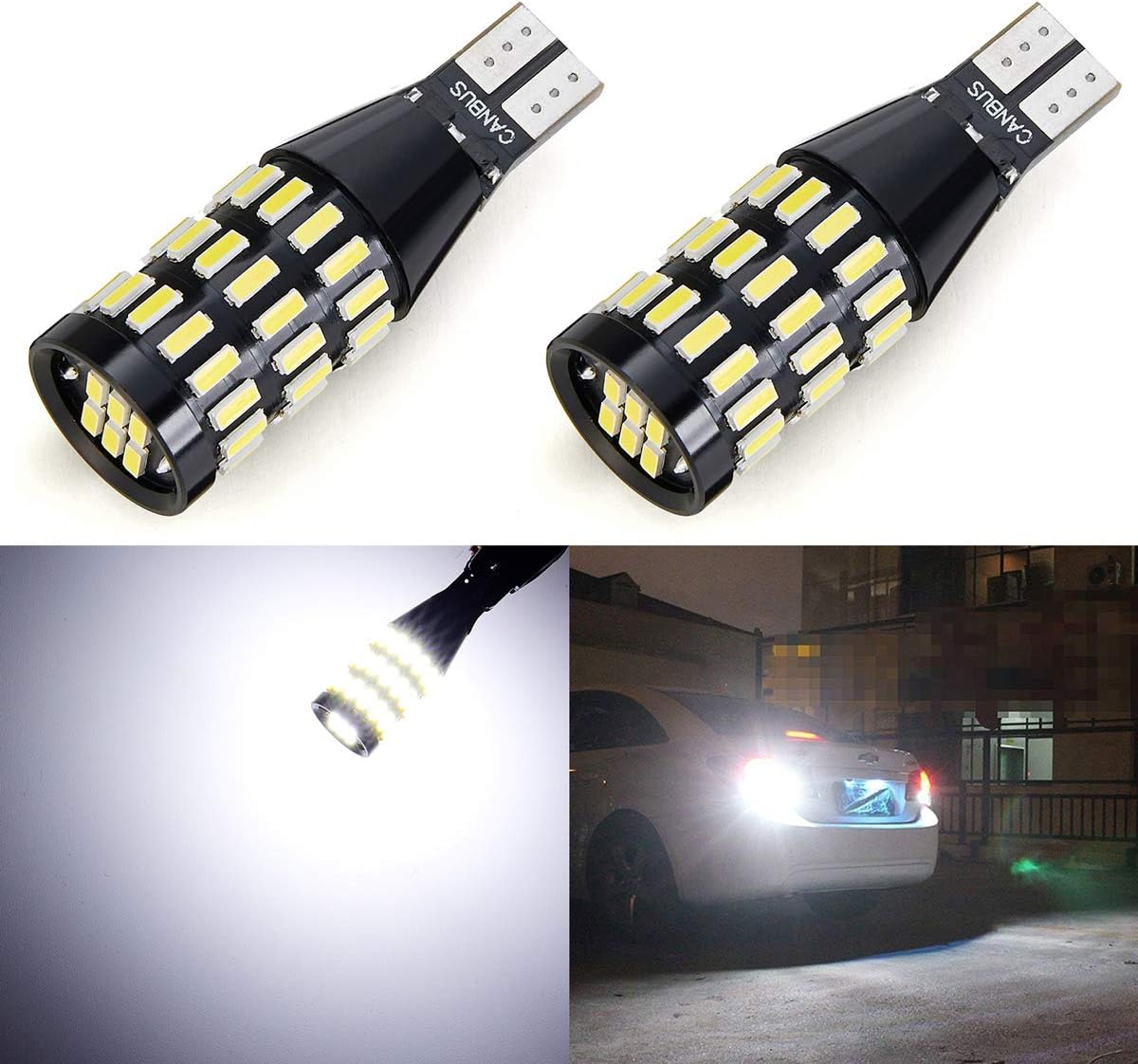 Brishine Extremely Bright 1450 Lumens Canbus 921 912 906 T15 W16w Led Bulbs 6500k Xenon White High Power 4014 51 Smd Chipsets Error Free For Back Up Reverse Lights Pack Of 2 Light