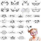 Twpribarn 28 Pcs Face Paint Stencils Kits Face Painting Stencils Reusable Face Tattoo Painting Templates Body Makeup Painting Templates for Kids Face Painting Holiday Halloween Tattoo Stencils (Mix02)