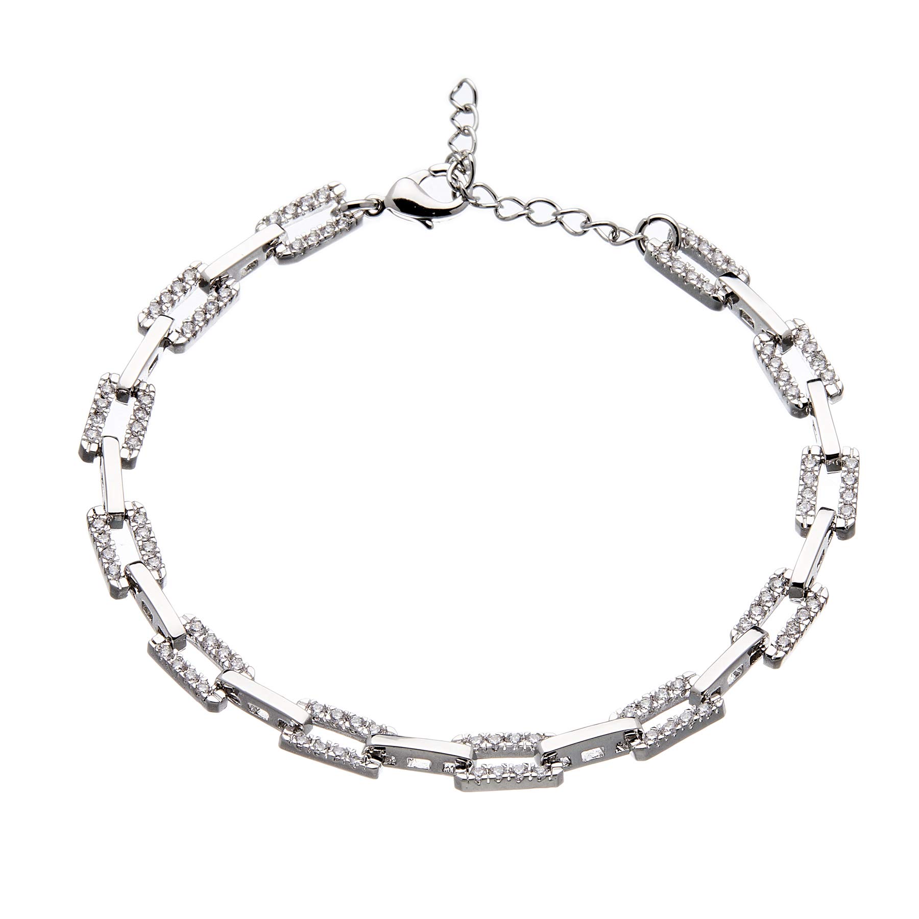 Bello London Silver plated linked bracelet with clear crystals - Navit