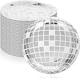 Tobeelec 100 Pcs 9 Inch Disco Plates Silver Paper Plates 70s Party Decorations Disposable Disco Dessert Dinner dish Dancing Queen Cowgirl Party Decorations for New Year's Eve Supplies 2025