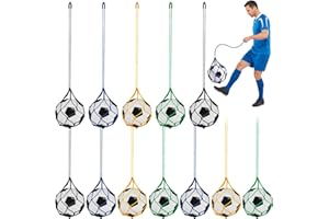Windyun 12 Pcs Soccer Kick Trainer, Adjustable Return Throwing Trainer Bungee Net Fits Ball Size 3, 4, 5, Hands-Free Soccer B
