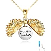 ONEFINITY Sterling Silver Sunflower Urn Necklace for Ashes You Are My Sunshine Pendant Cremation Jewelry for Ashes of Loved Ones Keepsake