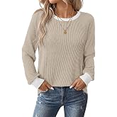 WIHOLL Womens Tops Long Sleeve Shirts Fall Fashion Sweaters Outfits | Trendy School Teacher Shirts Old Money Clothing Fall Must Have