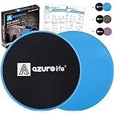A AZURELIFE Exercise Core Sliders, Dual Sided Exercise Gliding Discs Use on Carpet or Hardwood Floors, Light and Portable, Perfect for Abdominal&amp;Core Workouts