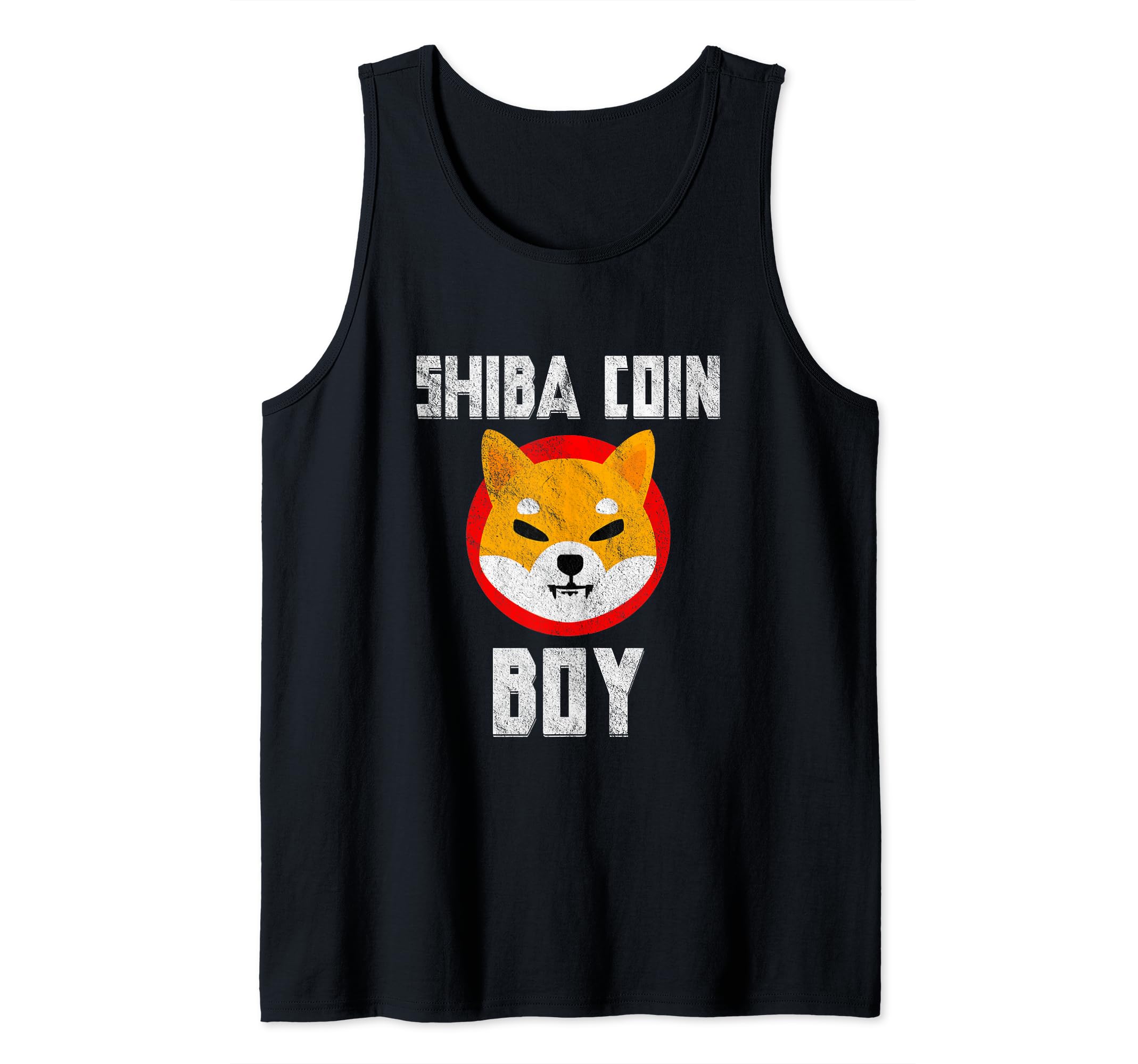 Shiba Coin Boy Distressed Funny Blockchain Cryptocurrency Tank Top