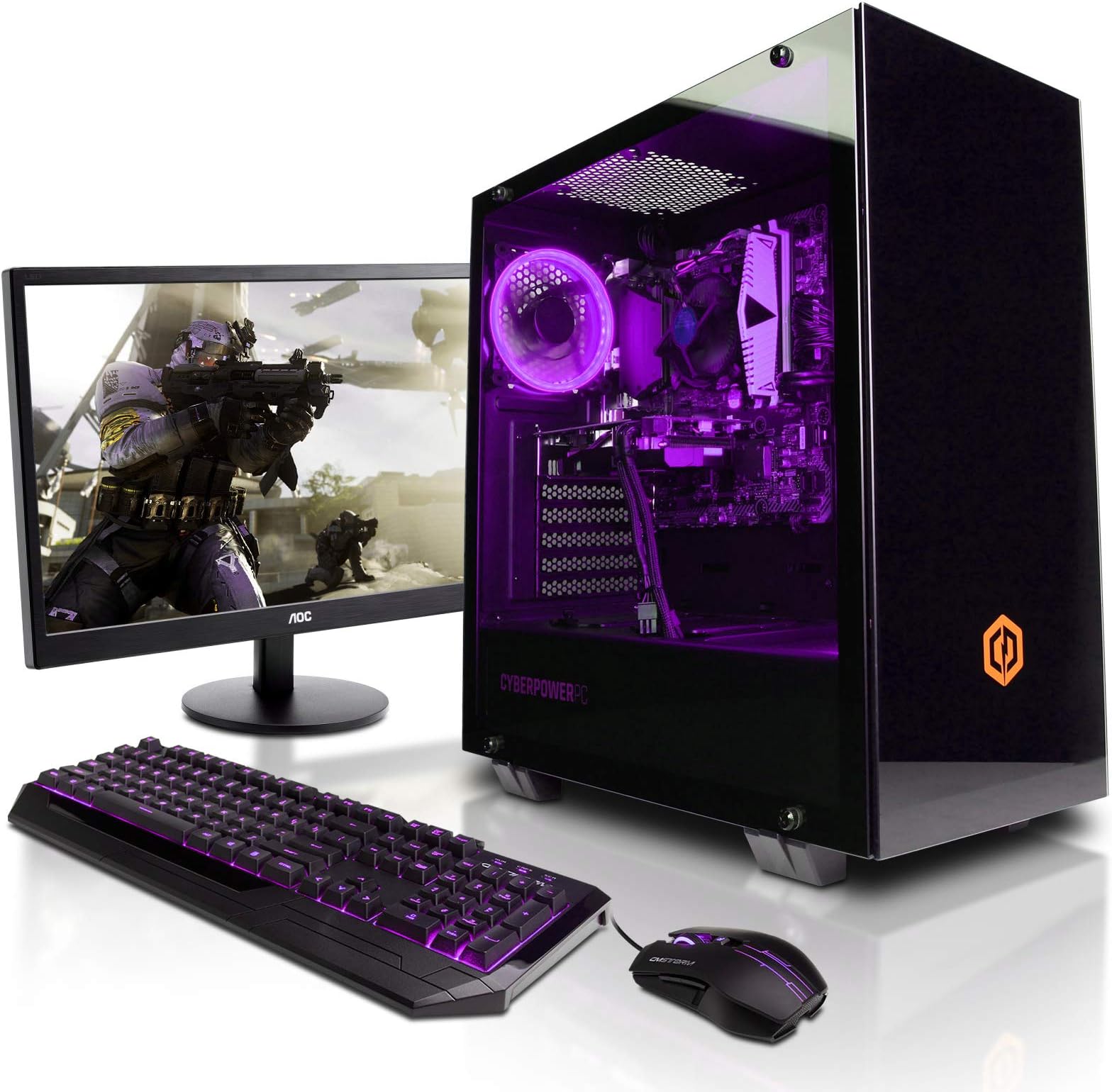 CyberpowerPC Contender 1050Ti RGB Gaming PC - Intel Core i3-8100, Nvidia GeForce GTX 1050Ti 4GB, 8GB DDR4 RAM, 1TB HDD, Wifi, Windows 10, Onyxia Case Bundle