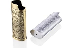JINMUNIC 2pcs Lighter Case Cover Holder Metal Vintage Floral Stamped Fit for BIC Full J6 Series Lighter