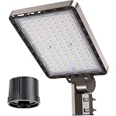 ledmo LED Parking Lot Lights with Detachable Power Driver &amp; Photocell | Adjustable Wattage Commercial Flood Dusk To Dawn Outdoor Lighting Pole Mount 5000K IP65 for Street Shop Yard Barn Warehouse