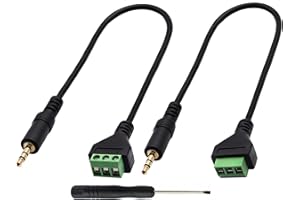 zdyCGTime 3.5mm Screw Terminal Block Cable 3.5mm (1/8inch) Stereo Audio Male to 3 Pin/Way Female Bolt Screw AV Headphone Type