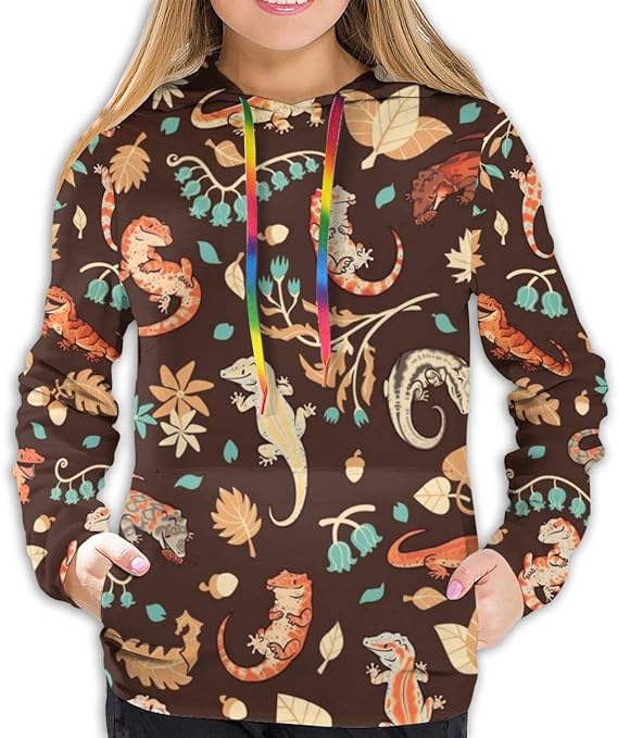 Amazon Co Jp プルオーバー ダークブラウンの秋のヤモリ トップス 長袖 厚手 フード付き シンプル カジュアル おしゃれ レディース パーカー 春 秋 冬 カジュアル スウェットシャツ 服 ファッション小物