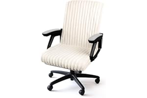 AELS Faux Fur Striped Office Chair Cover, Desk Chair Cover Computer Office Chair Covers - Fits Desk Chair/Armchair, Soft Breathable Fabric - Washable & Removable for Home & Office, Beige