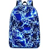 AM SeaBlue Backpack for Boy Middle School Lightning Bookbag Durable Student Teenager Sturdy Lightweight Waterproof (1-Blue)