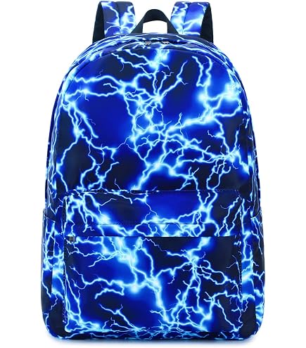 mezhsa Boy School Backpack Elementary Middle Lightning Bookbag Laptop Teenager Waterproof Lightweight 17 Inches (1-Blue) : Electronics