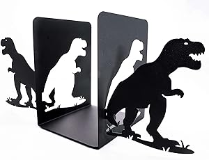 Bookends for Kids I Book Ends for Home Decorative I Dinosaur Decor Metal Bookends 1-Pair I Unique bookends for Shelves I Book Ends Childrens Room I Book Holders for Shelves I Kids Bookends