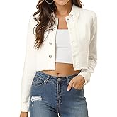 Allegra K Women's Denim Jackets Cropped Jean Jacket Trendy 2026 Lapel Long Sleeve Button Up Spring Summer Outfits