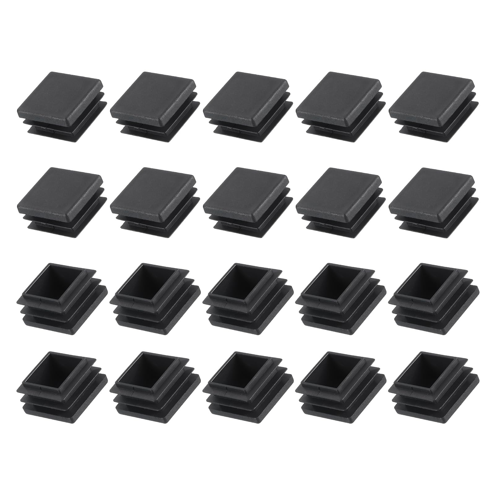 METALLIXITY Square Tube End Cap(20 x 20mm) 200Pcs, Plastic Plugs Insert End Caps Pipe Cap Cover Threaded End Blanking Caps Protector - for Square Tube Fence Furniture Table Chair Legs, Black